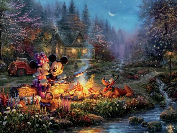 Thomas Kinkade Disney 750pc Puzzle - Mickey And Minnie Sweetheart Fire 3 Thomas Kinkade Disney 750pc Puzzle - Mickey And Minnie Sweetheart Fire - Image 2