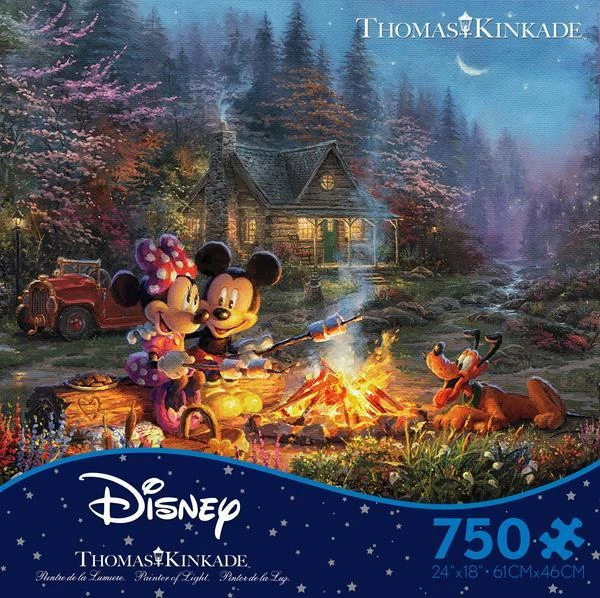 Thomas Kinkade Disney 750pc Puzzle - Mickey And Minnie Sweetheart Fire 2 Thomas Kinkade Disney 750pc Puzzle - Mickey And Minnie Sweetheart Fire