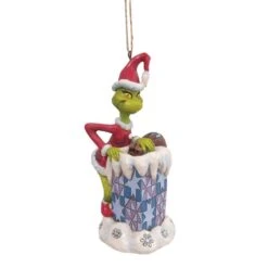 Dr Seuss The Grinch By Jim Shore - Grinch In Chimney Hanging Ornament