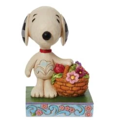 Peanuts By Jim Shore - Snoopy Basket Of Tulips