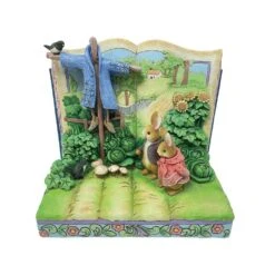 Beatrix Potter By Jim Shore - Peter & Benjamin By Scarecrow Storybook - Mr. McGregor's Decoy