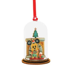 Disney Enchanting Hanging Dome Ornament - Mickey Mouse With Fireplace - Santa Please Call Here