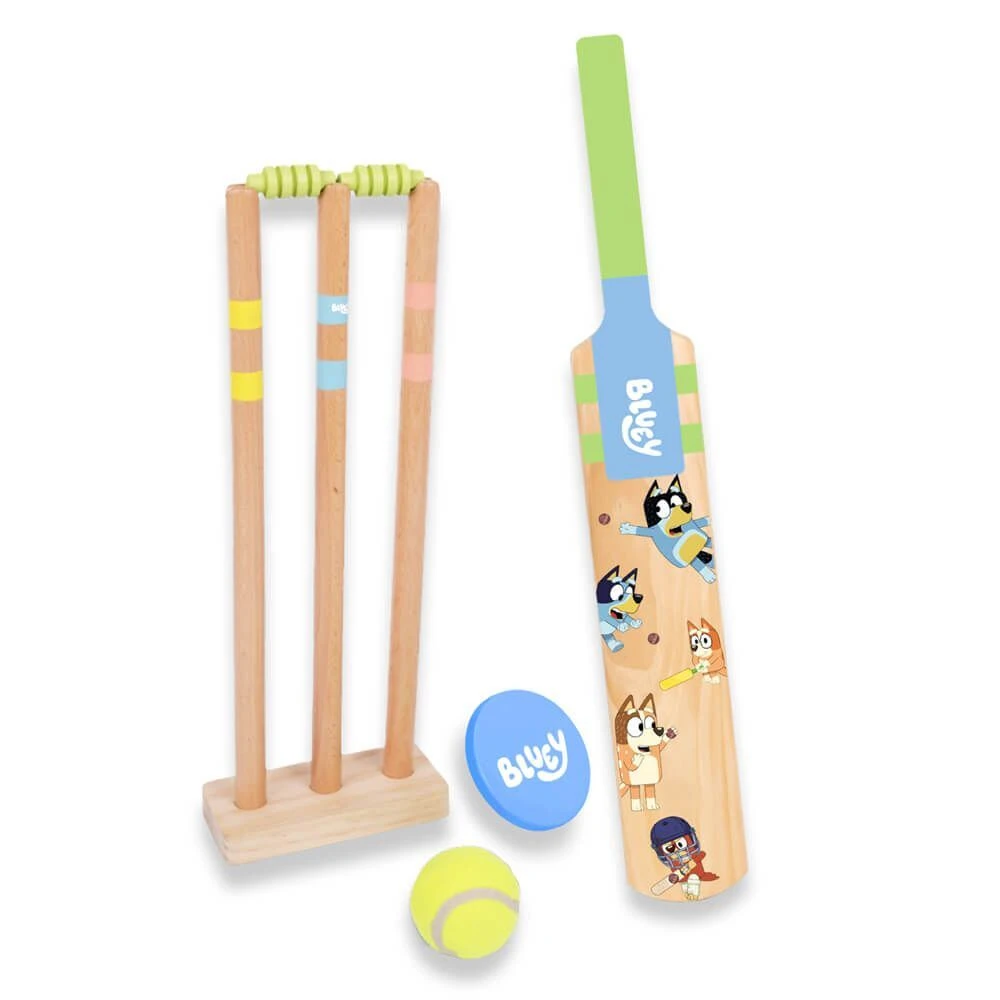 Bluey Wooden Cricket Set 3 Bluey Wooden Cricket Set