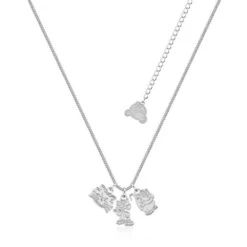 Disney Couture Kingdom - Cinderella - Jaq, Gus, & Lucifer Trio Charm Necklace White Gold