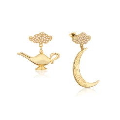 Disney Couture Kingdom - Aladdin - Genie Lamp In The Night Earrings Yellow Gold