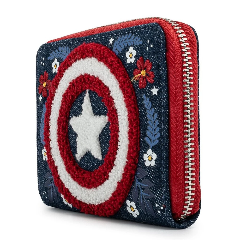 Loungefly Marvel - Captain America Floral Shield Zip Around Wallet 4 Loungefly Marvel - Captain America Floral Shield Zip Around Wallet - Image 2