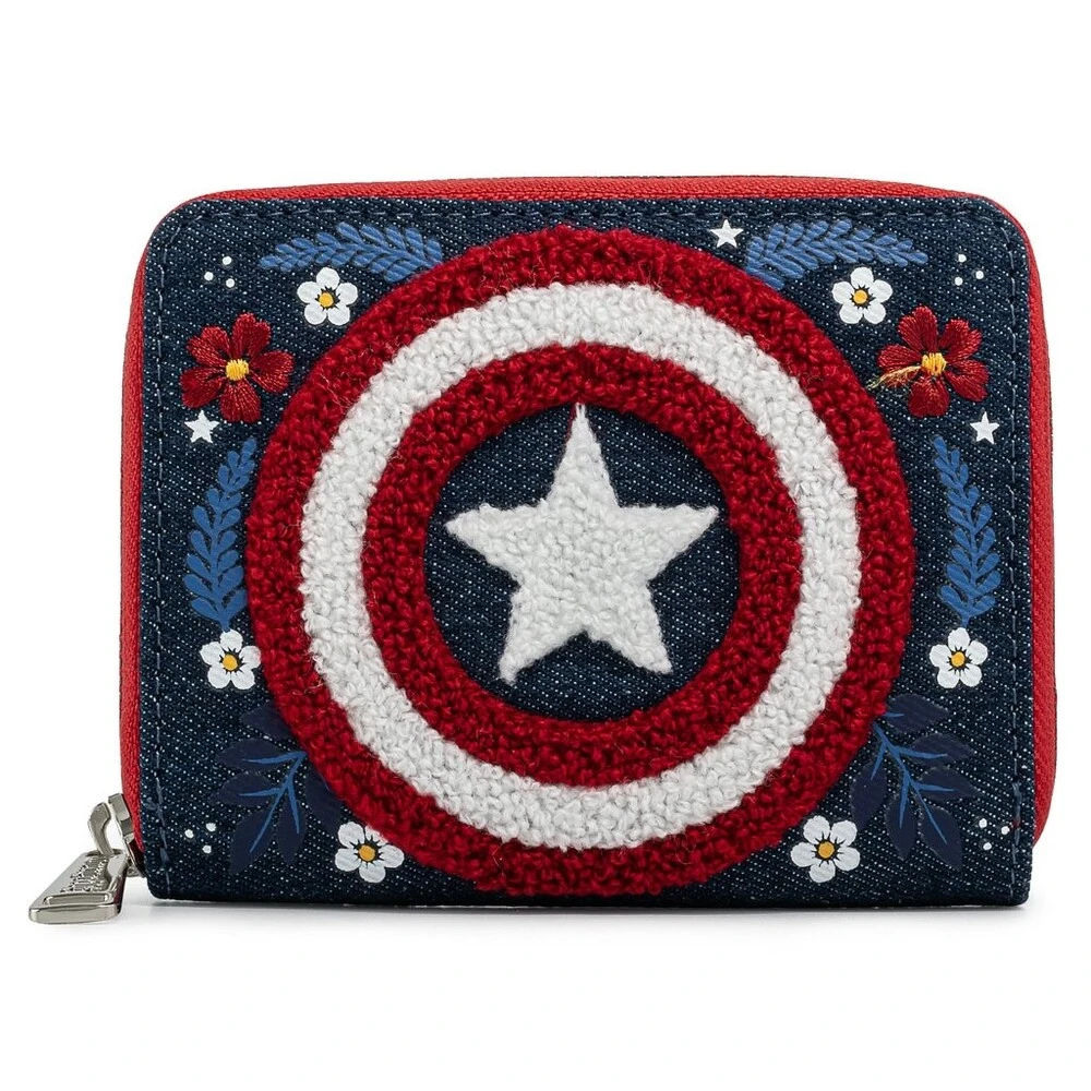 Loungefly Marvel - Captain America Floral Shield Zip Around Wallet 3 Loungefly Marvel - Captain America Floral Shield Zip Around Wallet