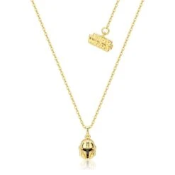 Disney Couture Kingdom Precious Metal - Star Wars - Mandalorian Helmet Crystal Necklace Yellow Gold