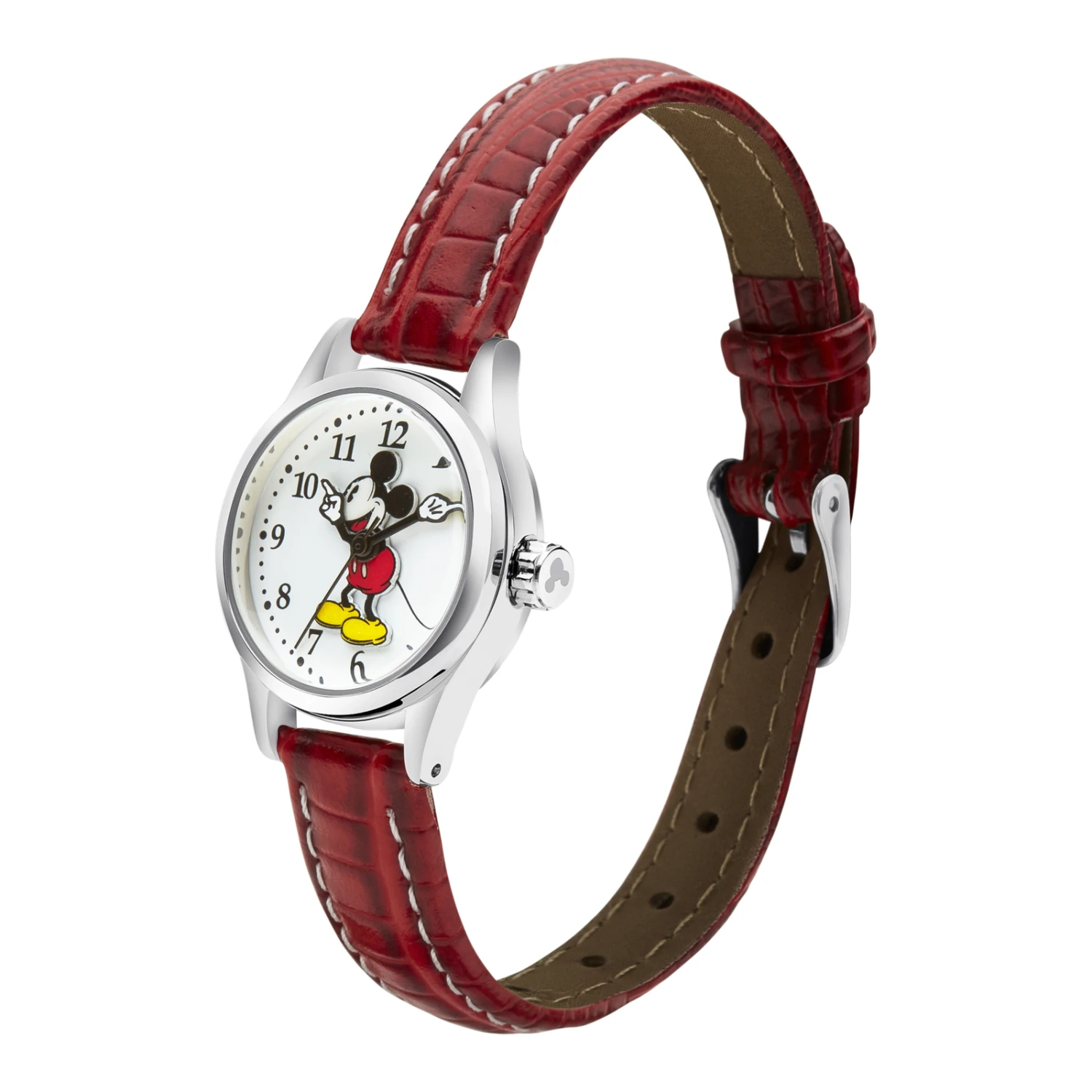 The Original Mickey Collection Watch - Silver + Croc Red 25mm 4 The Original Mickey Collection Watch - Silver + Croc Red 25mm - Image 2