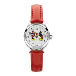 The Original Mickey Collection Watch - Silver + Red 25mm Ft Mickey And Minnie