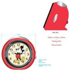 The Original Mickey Collection Mickey Mouse Musical Alarm Clock - Red -Disney TR87991 2